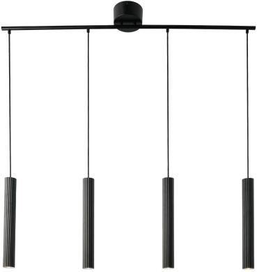 Nordlux Vico 4-Rail Pendelleuchte, GU10, IP20, 4x5W, dimmbar, gerippte Oberfläche, Metall, schwarz (2412143003)