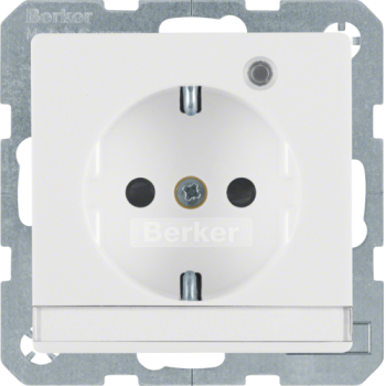 ARDEBO.de Berker 41106089 Steckdose SCHUKO mit Kontroll-LED, Beschriftungsfeld und erhöhtem Berührungsschutz, Q.1/Q.3, polarweiß samt