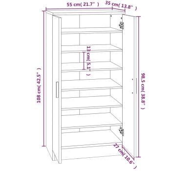 Schuhschrank Grau Sonoma 55x35x108 cm Holzwerkstoff