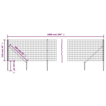 Maschendrahtzaun mit Bodenhülsen Grün 1,1x10 m