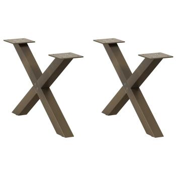 ARDEBO.de - Couchtischbeine X-Form 2 Stk. Naturstahl 60x(30-31) cm Stahl