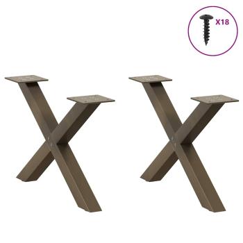 Couchtischbeine X-Form 2 Stk. Naturstahl 60x(30-31) cm Stahl