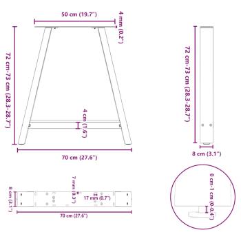 Couchtischbeine A-Form 2 Stk. 70x(72-73) cm Stahl