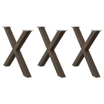 ARDEBO.de - Esstischbeine X-Form 3 Stk. Naturstahl 90x(72-73) cm Stahl