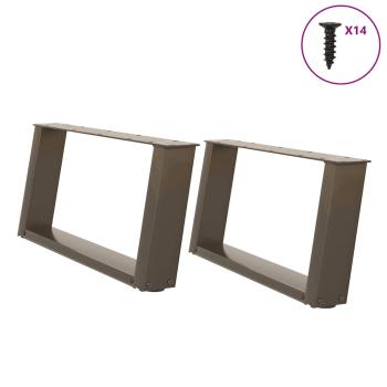 ARDEBO.de - Couchtischbeine U-Form 2 Stk. Naturstahl 60x(30-31) cm Stahl