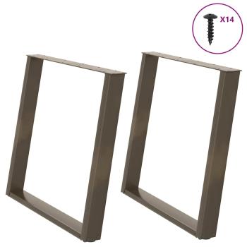 ARDEBO.de - Esstischbeine U-Form 2 Stk. Naturstahl 90x(72-73) cm Stahl