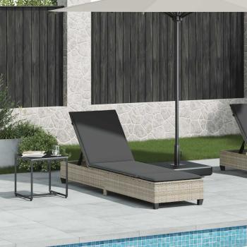 ARDEBO.de - Sonnenliege mit Auflagen Hellgrau 55x200x25,5cm Poly Rattan