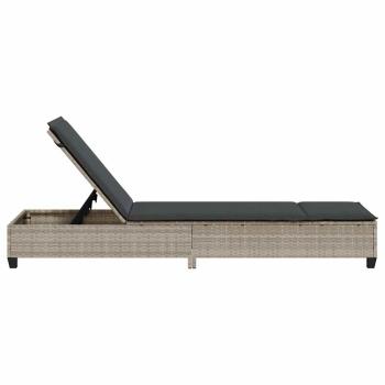 Sonnenliege mit Auflagen Hellgrau 55x200x25,5cm Poly Rattan