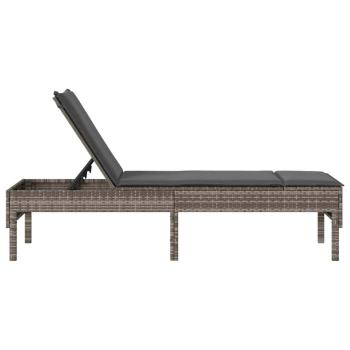 Sonnenliege mit Auflage Grau 55x200x44 cm Poly Rattan