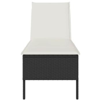 Sonnenliege mit Auflage Schwarz 55x200x44 cm Poly Rattan