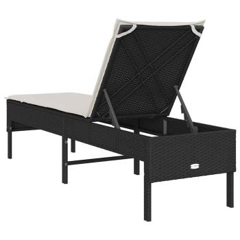 Sonnenliege mit Auflage Schwarz 55x200x44 cm Poly Rattan