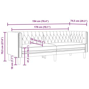 ARDEBO.de - 3-tlg. Chesterfield-Sofa-Set Braun Kunstleder Wildleder-Optik