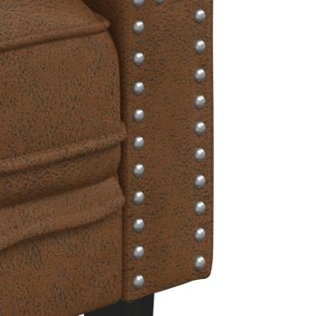 3-tlg. Chesterfield-Sofa-Set Braun Kunstleder Wildleder-Optik