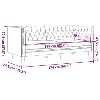 3-tlg. Chesterfield-Sofa-Set Braun Kunstleder Wildleder-Optik