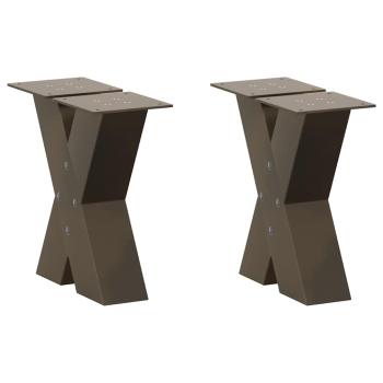 ARDEBO.de - Couchtischbeine X-Form 2 Stk. Naturstahl 40x(30-31) cm Stahl