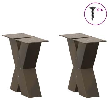 Couchtischbeine X-Form 2 Stk. Naturstahl 40x(30-31) cm Stahl