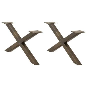 ARDEBO.de - Couchtischbeine X-Form 2 Stk. Naturstahl 70x(30-31) cm Stahl