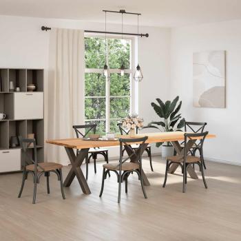 Esstisch Hellbraun 280x100x74 cm Massivholz Eiche Rechteckig