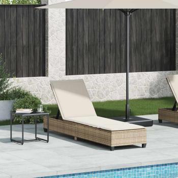 ARDEBO.de - Sonnenliege mit Auflagen Beige 55x200x25,5cm Poly Rattan