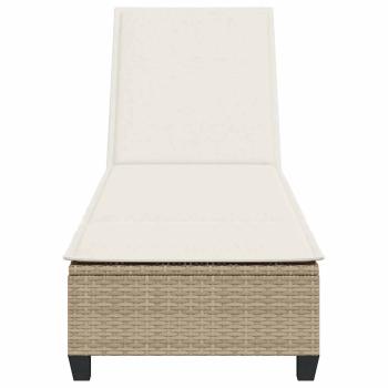 Sonnenliege mit Auflagen Beige 55x200x25,5cm Poly Rattan