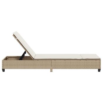 Sonnenliege mit Auflagen Beige 55x200x25,5cm Poly Rattan