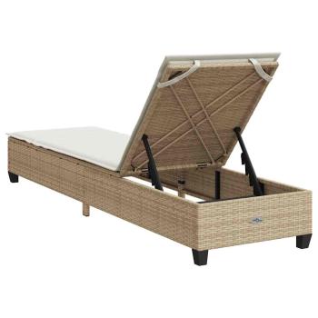 Sonnenliege mit Auflagen Beige 55x200x25,5cm Poly Rattan