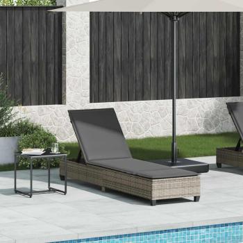 ARDEBO.de - Sonnenliege mit Auflagen Grau 55x200x25,5cm Poly Rattan