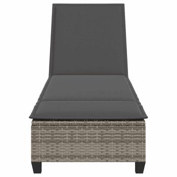 Sonnenliege mit Auflagen Grau 55x200x25,5cm Poly Rattan