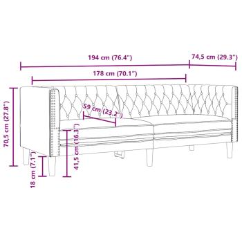 Chesterfield-Sofa 3-Sitzer Cappuccino Kunstleder