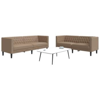 ARDEBO.de - 2-tlg. Chesterfield-Sofa-Set Cappuccino Kunstleder