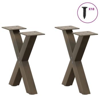 Couchtischbeine X-Form 2 Stk. Naturstahl 30x(30-31) cm Stahl