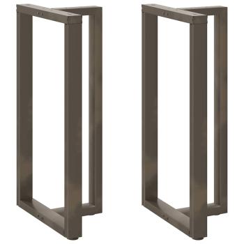 ARDEBO.de - Bartischbeine T-Form 2 Stk. Naturstahl 60x35x(110-111) cm Stahl
