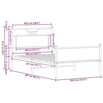 Bettgestell ohne Matratze Braun Eiche 100x200 cm Holzwerkstoff