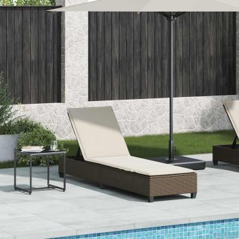 ARDEBO.de - Sonnenliege mit Auflagen Braun 55x200x25,5cm Poly Rattan