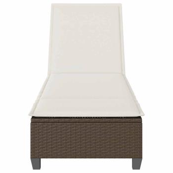 Sonnenliege mit Auflagen Braun 55x200x25,5cm Poly Rattan