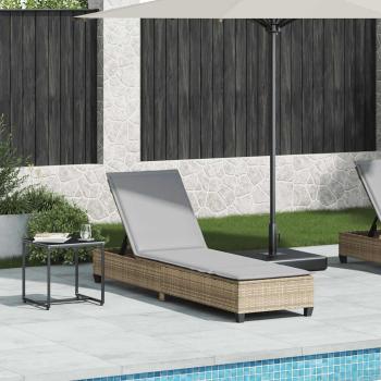 ARDEBO.de - Sonnenliege mit Auflagen Beige 55x200x25,5cm Poly Rattan