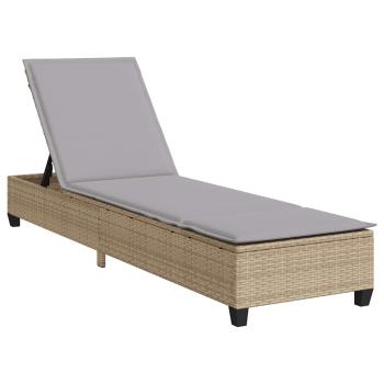 Sonnenliege mit Auflagen Beige 55x200x25,5cm Poly Rattan