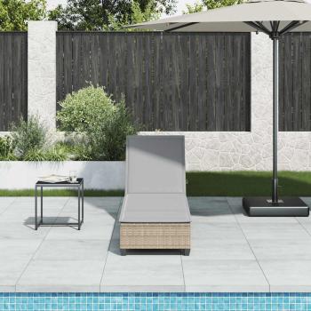 Sonnenliege mit Auflagen Beige 55x200x25,5cm Poly Rattan
