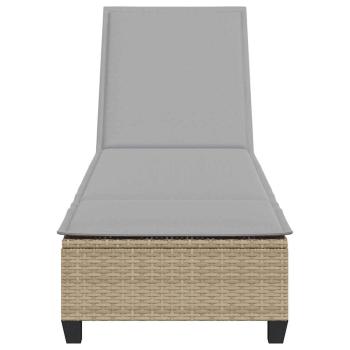 Sonnenliege mit Auflagen Beige 55x200x25,5cm Poly Rattan