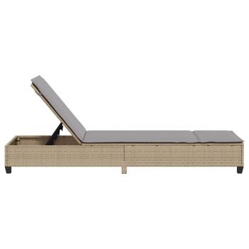 Sonnenliege mit Auflagen Beige 55x200x25,5cm Poly Rattan