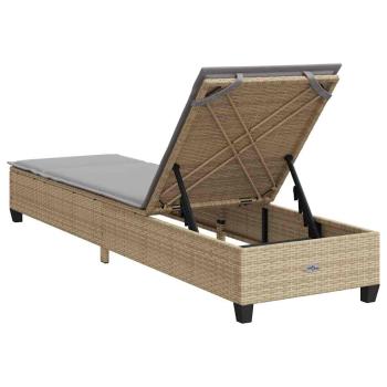 Sonnenliege mit Auflagen Beige 55x200x25,5cm Poly Rattan