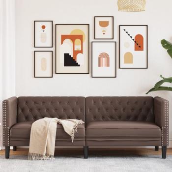 ARDEBO.de - Chesterfield-Sofa 3-Sitzer Braun Kunstleder