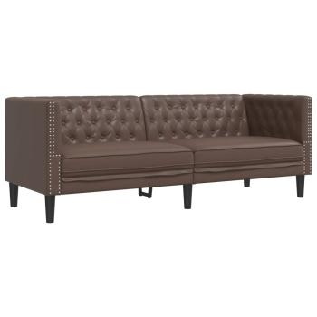 Chesterfield-Sofa 3-Sitzer Braun Kunstleder
