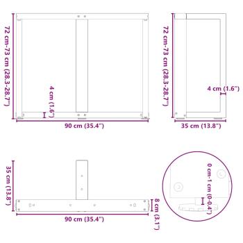 Esstischbeine T-Form 2 Stk. Naturstahl 90x35x(72-73) cm Stahl