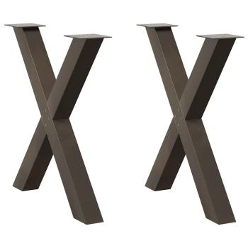 ARDEBO.de - Esstischbeine X-Form 2 Stk. Naturstahl 70x(72-73) cm Stahl