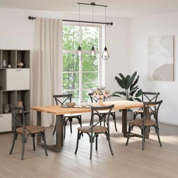 Esstischbeine T-Form 2 Stk. Naturstahl 70x35x(72-73) cm Stahl