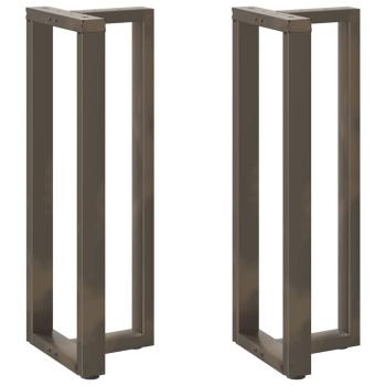 ARDEBO.de - Bartischbeine T-Form 2 Stk. Naturstahl 50x35x(110-111) cm Stahl