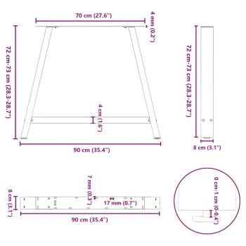Couchtischbeine A-Form 2 Stk. 90x(72-73) cm Stahl
