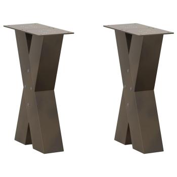 ARDEBO.de - Couchtischbeine X-Form 2 Stk. Naturstahl 28x(42-43) cm Stahl