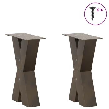 Couchtischbeine X-Form 2 Stk. Naturstahl 28x(42-43) cm Stahl